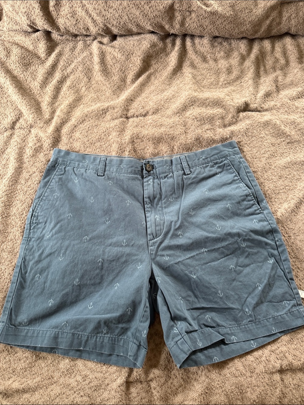 Amazon Essentials Slate Blue Anchor-Print Flat Front Shorts
